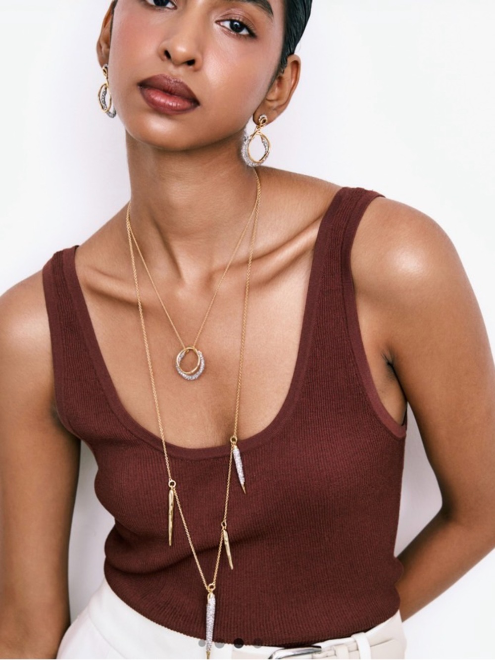 NEW Alexis Bittar Solanales Crystal Station Necklace Gold C Z AU20